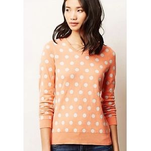 Anthropologie Moth Polka Dot Silk Blend Sweater Size S